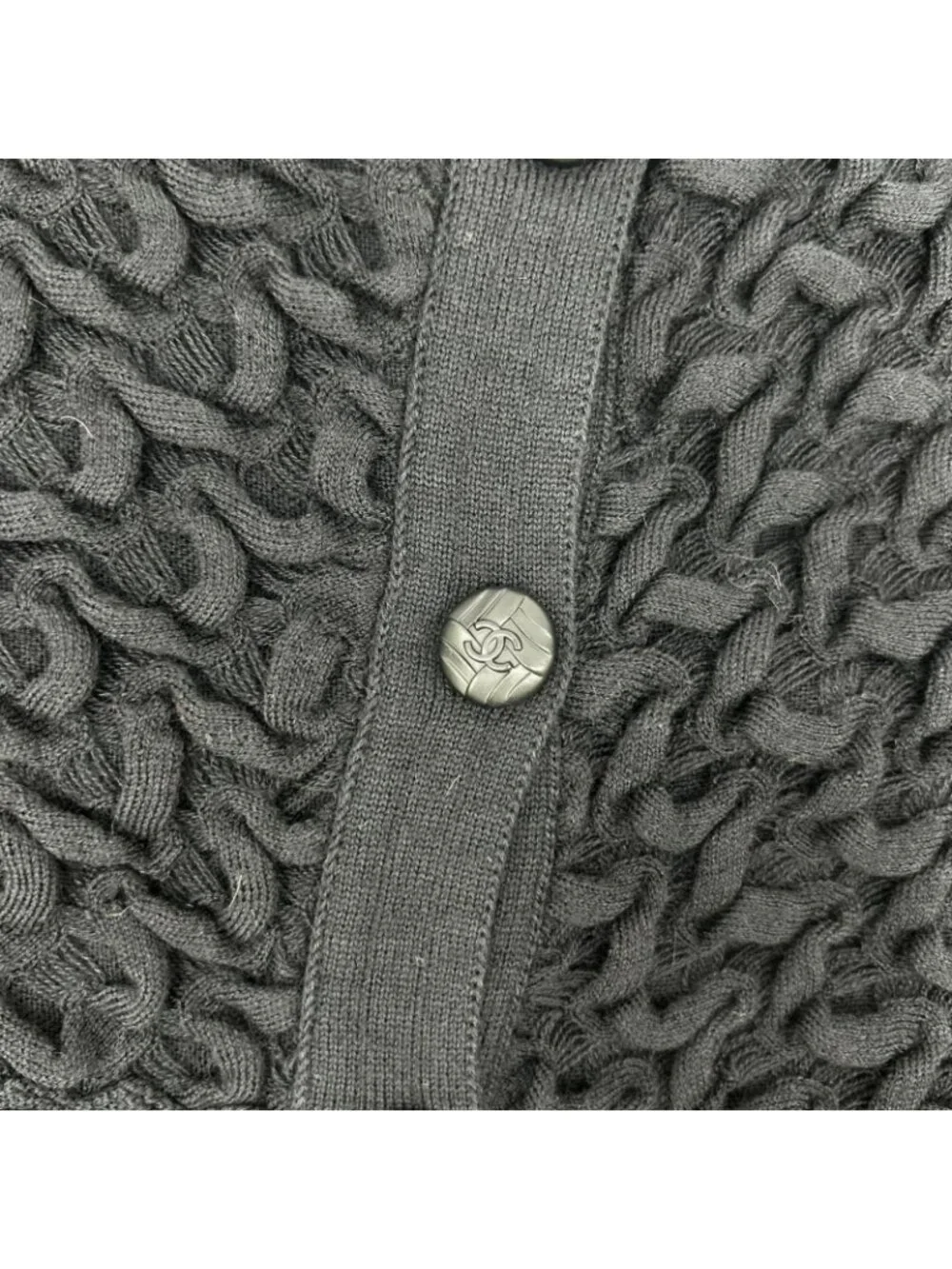Chanel Black CC Button Knit Sweater 40